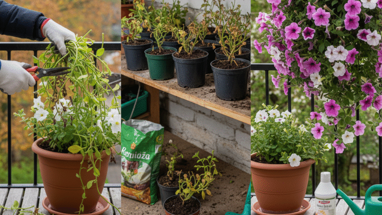 Obraz pokazujący zimowanie surfinii